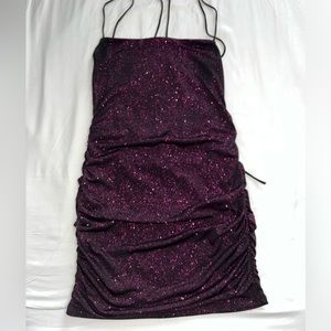 Lucy in the Sky purple shimmer bodycon dress size small